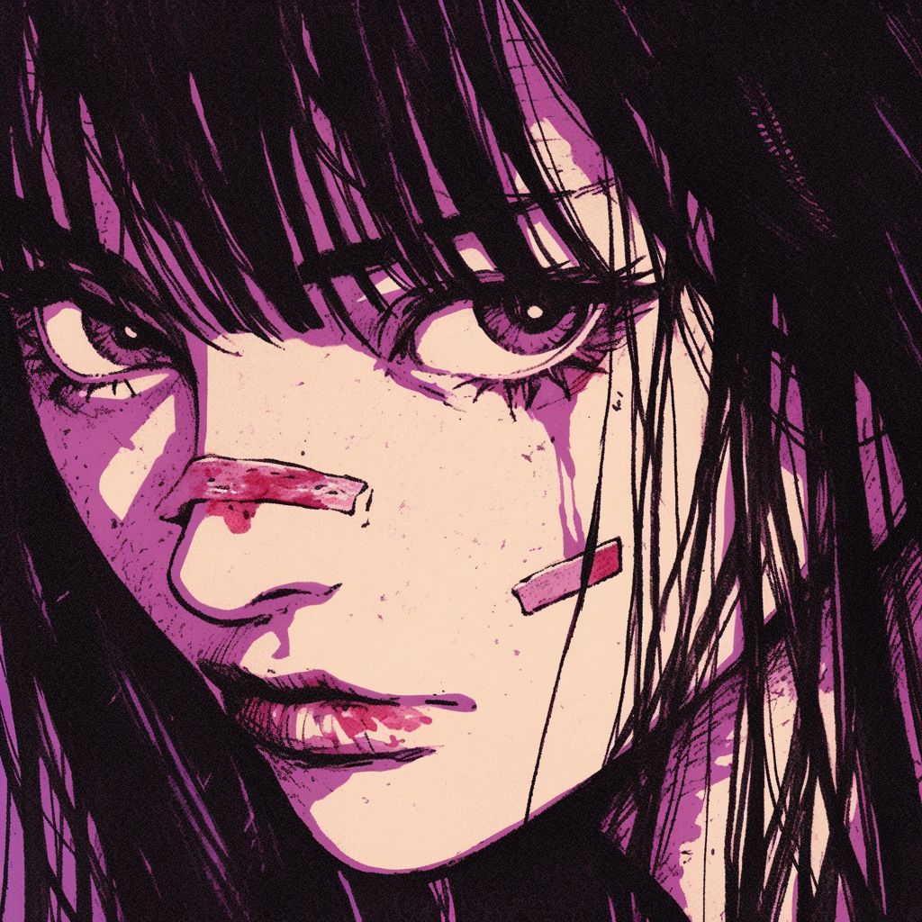 Ilustração em estilo mangá de um olhar determinado